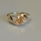 Каблучка срібна з золотими наклакдами та кубічним цирконієм