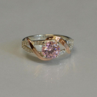 Каблучка срібна з золотими наклакдами та кубічним цирконієм