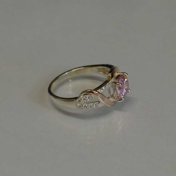 Каблучка срібна з золотими наклакдами та кубічним цирконієм