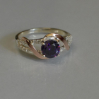 Каблучка срібна з золотими наклакдами та кубічним цирконієм