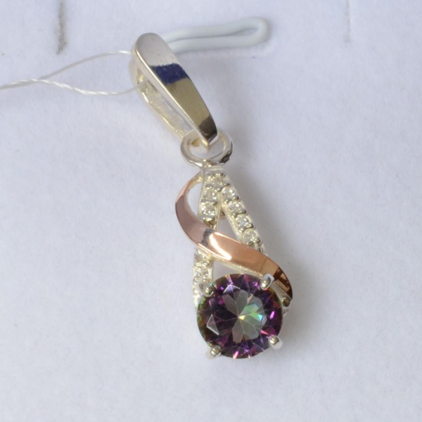 Серебряная подвеска с золотими вставками