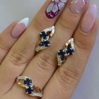 Серебряный набор серьги и кольцо