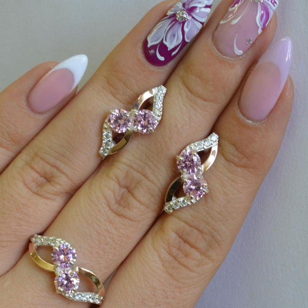 Серебряный набор серьги и кольцо