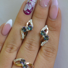 Серебряный набор серьги и кольцо