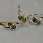 Серебряный набор серьги и кольцо