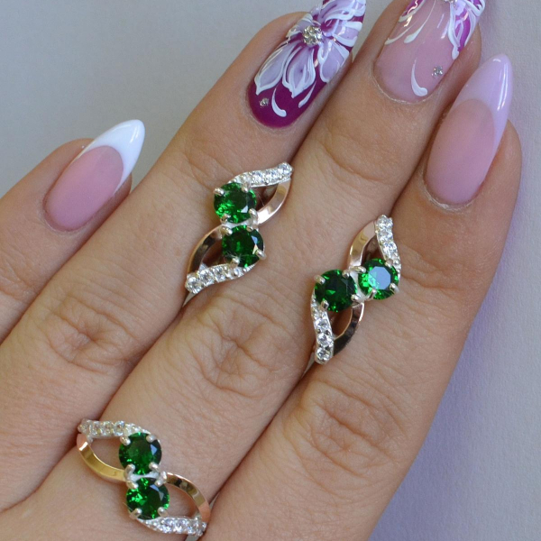 Серебряный набор серьги и кольцо