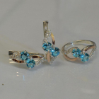 Серебряный набор серьги и кольцо