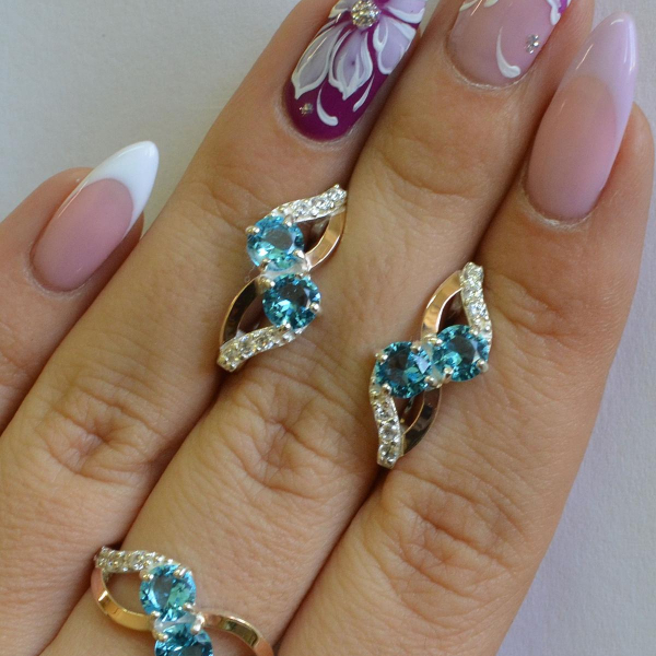 Серебряный набор серьги и кольцо