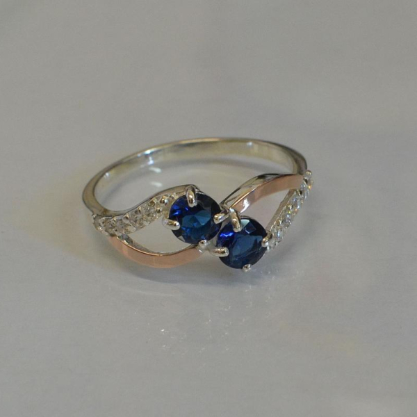 Каблучка срібна 925 проби і золота 375 проби