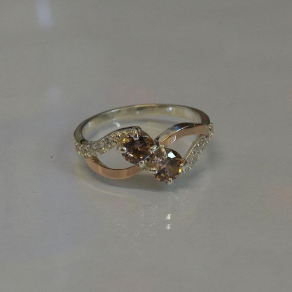 Каблучка срібна 925 проби і золота 375 проби