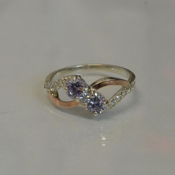 Каблучка срібна 925 проби і золота 375 проби