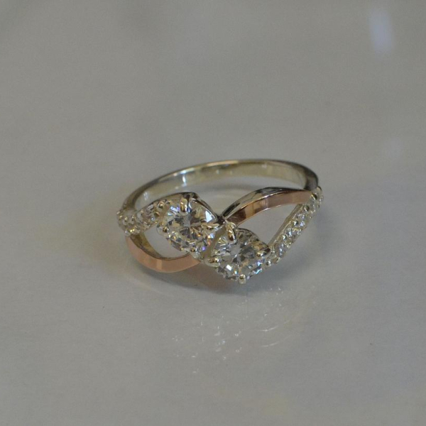 Каблучка срібна 925 проби і золота 375 проби