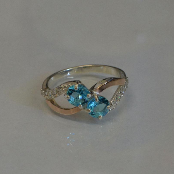 Каблучка срібна 925 проби і золота 375 проби