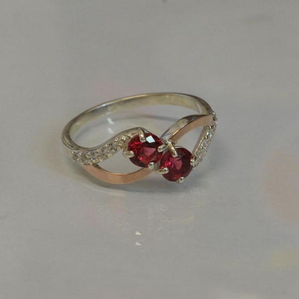 Каблучка срібна 925 проби і золота 375 проби