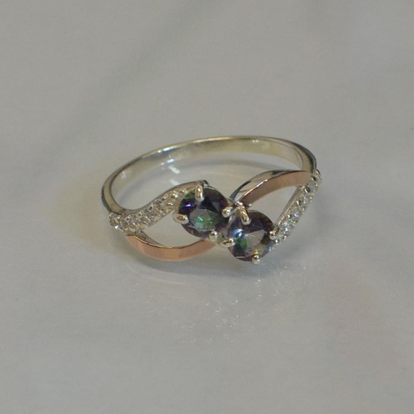 Каблучка срібна 925 проби і золота 375 проби