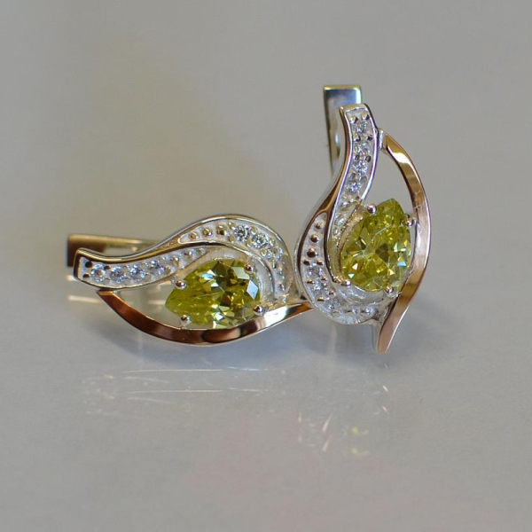 Срібні сережки з елементами золота