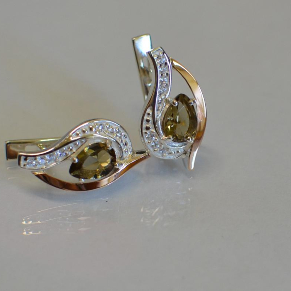 Срібні сережки з елементами золота