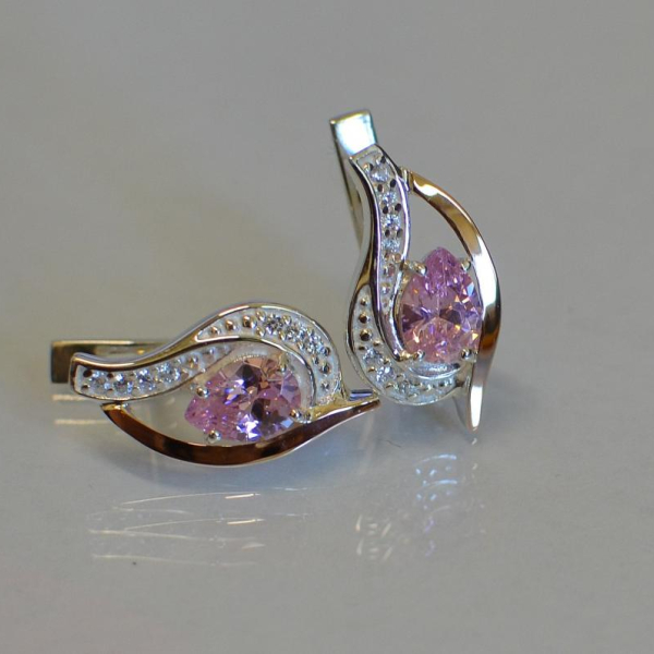 Срібні сережки з елементами золота