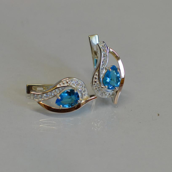 Срібні сережки з елементами золота