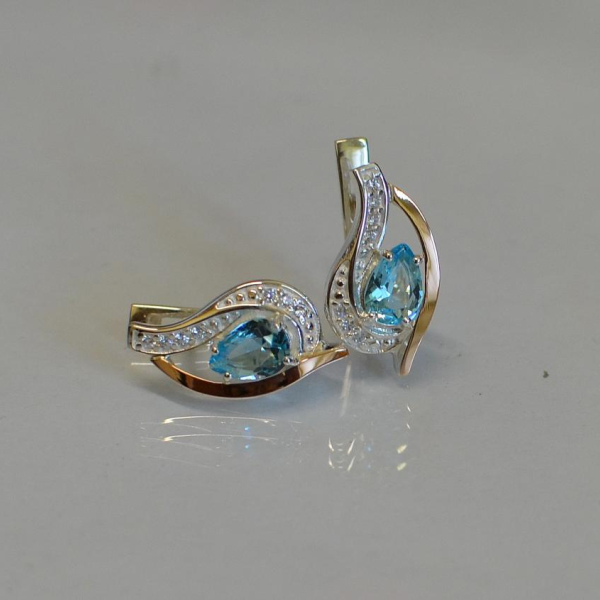 Срібні сережки з елементами золота