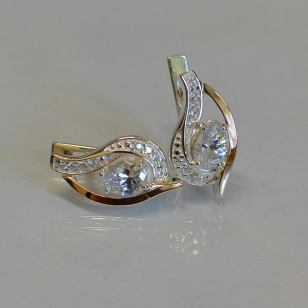 Срібні сережки з елементами золота