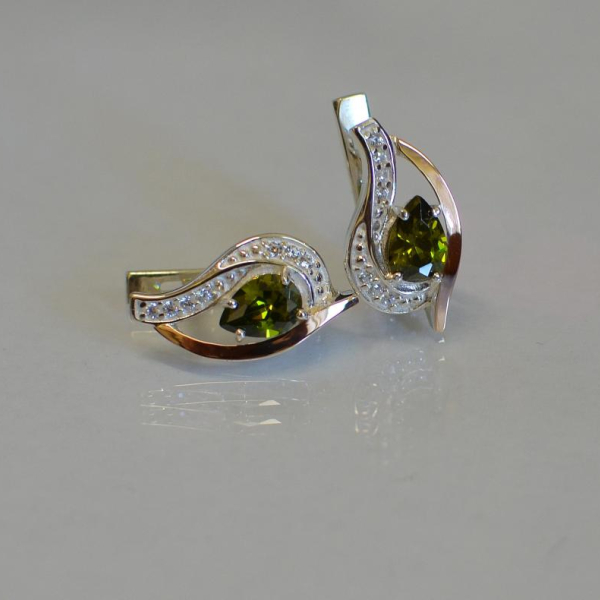 Срібні сережки з елементами золота