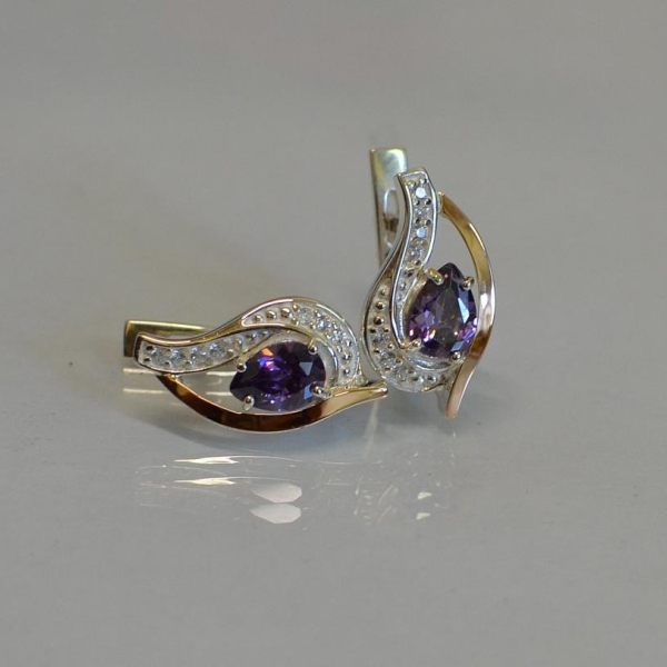 Срібні сережки з елементами золота