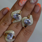 Набор серебряный с золотыми накладками