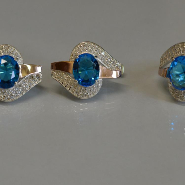 Набор серебряный с золотыми накладками