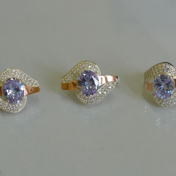 Набор серебряный с золотыми накладками