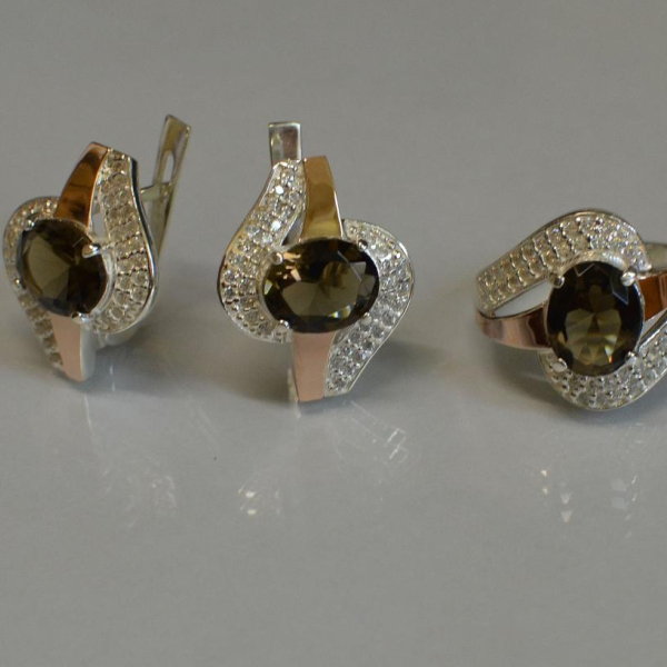 Набор серебряный с золотыми накладками