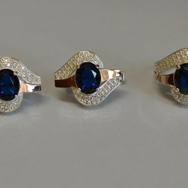 Набор серебряный с золотыми накладками