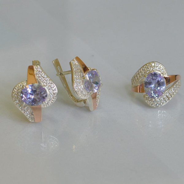 Набор серебряный с золотыми накладками