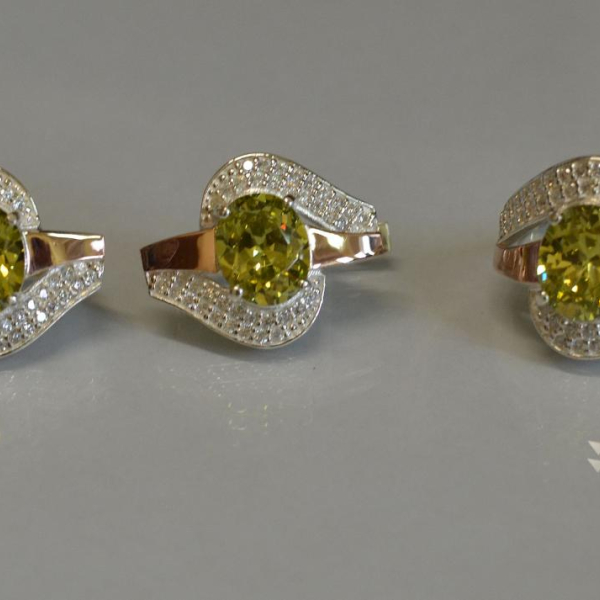 Набор серебряный с золотыми накладками