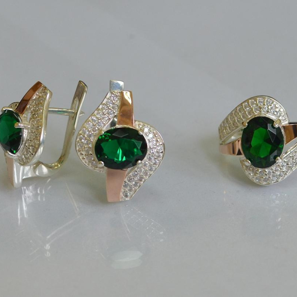 Набор серебряный с золотыми накладками