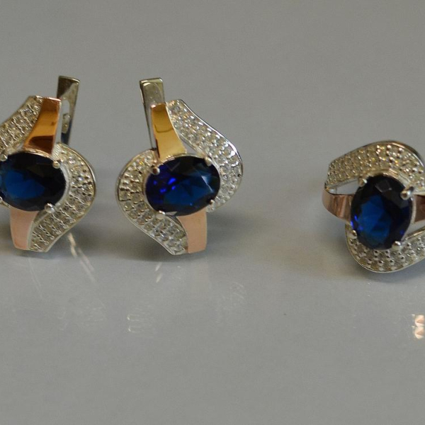 Набор серебряный с золотыми накладками