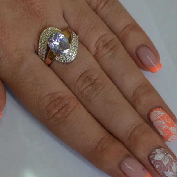 Каблучка срібна з золотими накладками