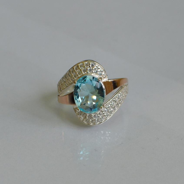 Каблучка срібна з золотими накладками