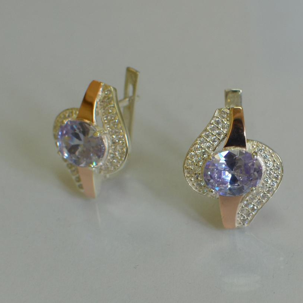 Сережки срібні з золотими накладками