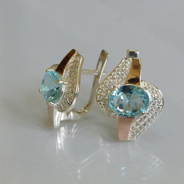 Сережки срібні з золотими накладками