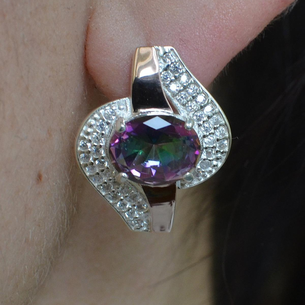 Сережки срібні з золотими накладками