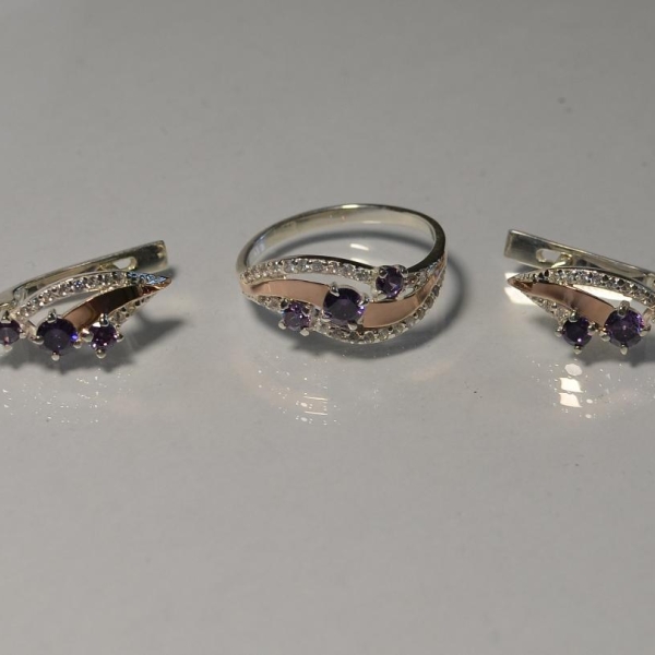 Гарнитур из серебра с золотом