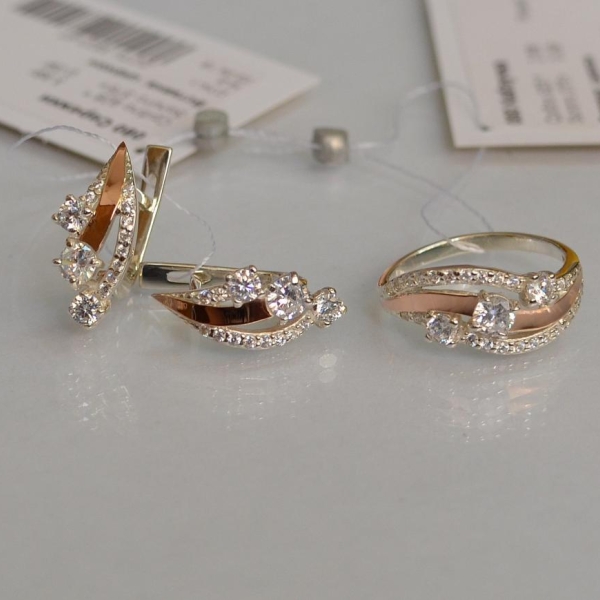 Гарнитур из серебра с золотом