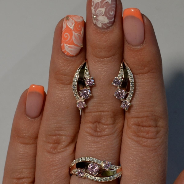 Гарнитур из серебра с золотом