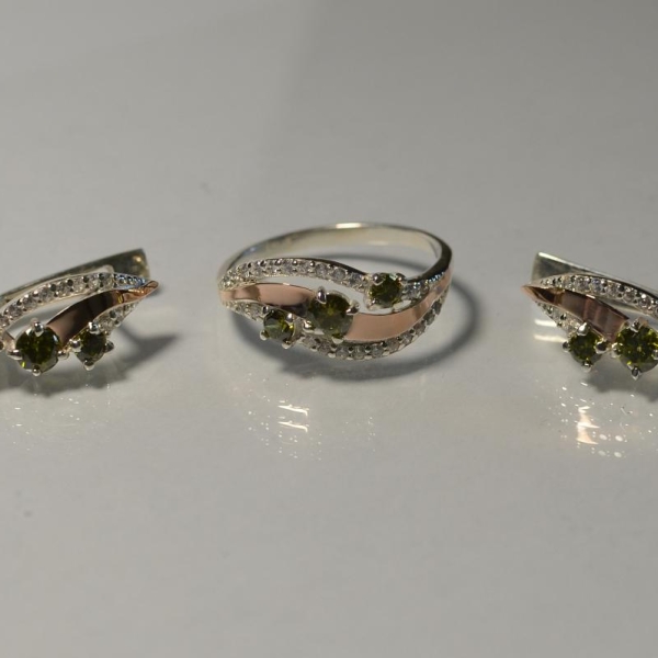 Гарнитур из серебра с золотом