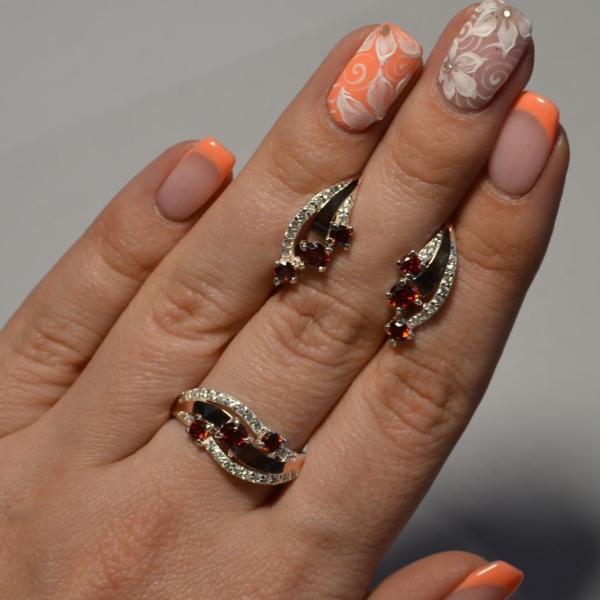 Гарнитур из серебра с золотом