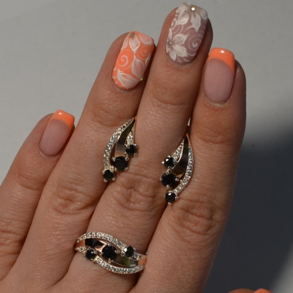 Гарнитур из серебра с золотом