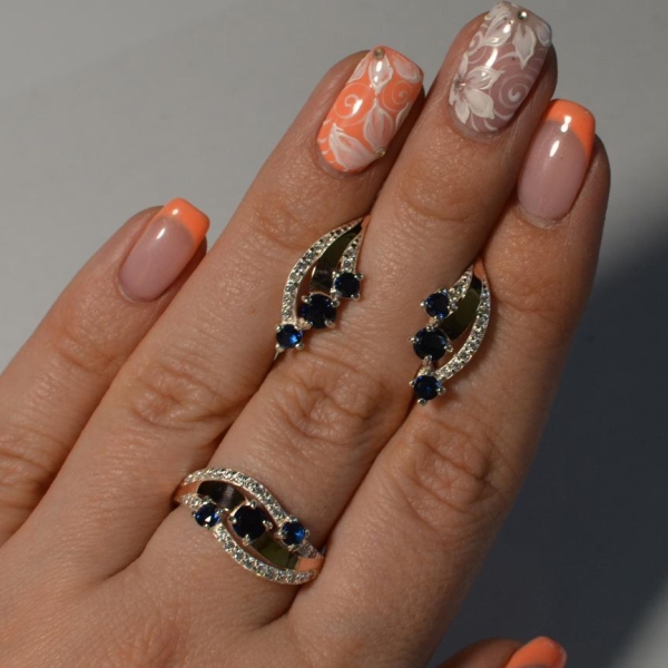 Гарнитур из серебра с золотом