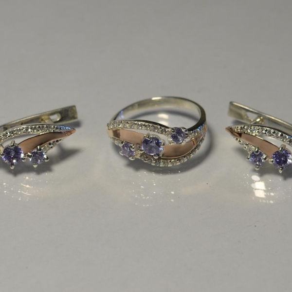 Гарнитур из серебра с золотом