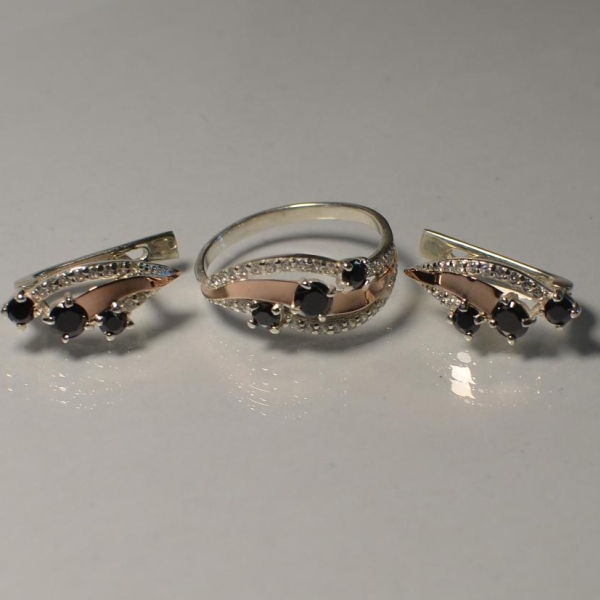 Гарнитур из серебра с золотом